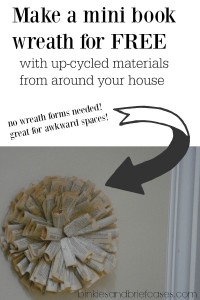 So cute! How to make a miniature book wreath from upcycled materials from around the house