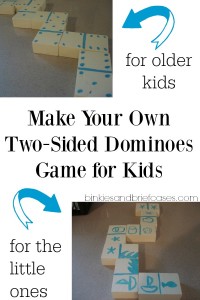 How to make double-sided dominoes out of just one board from the home improvement store. Love that these can be adjusted and used by kids of multiple age groups!