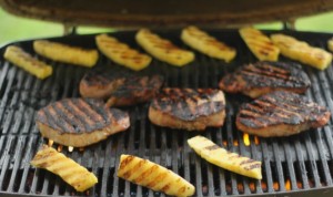 grilled pork chops and pineapple