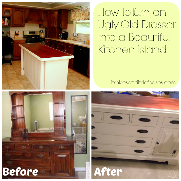 How to turn a dresser into a kitchen island