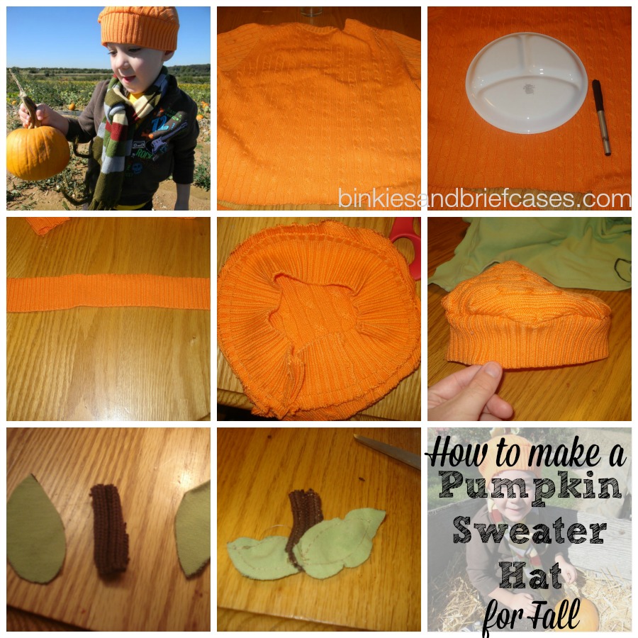 How to make a pumpkin sweater hat for fall. Super cute and can be a great start to a DIY Halloween costume